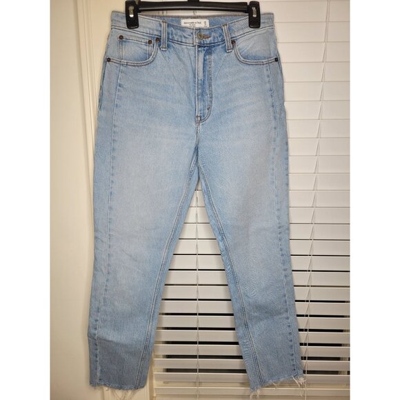 Abercrombie & Fitch Womens Skinny High Rise Jeans 28/6 Light Wash Raw Hem 90's - Picture 1 of 5